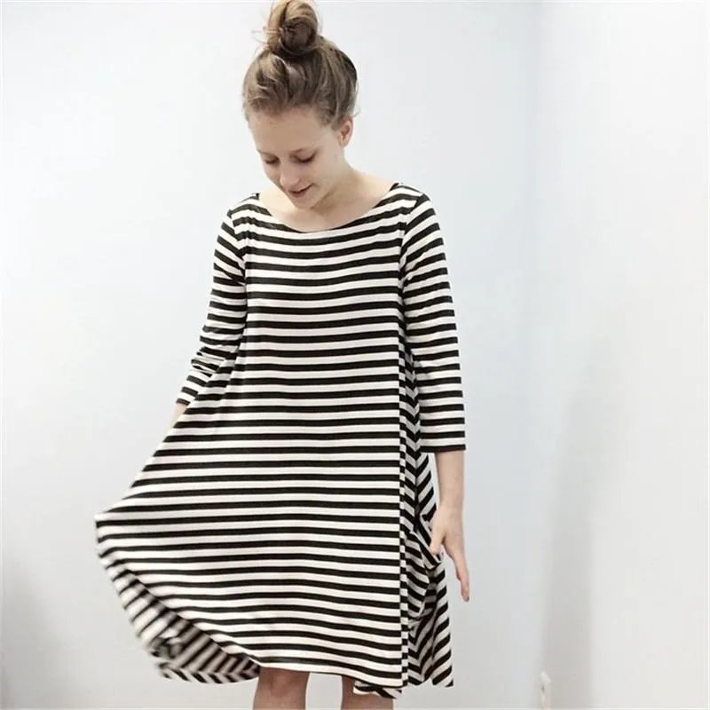 2017 Mother Daughter Dresses Casual Spring Summer Striped Family Look Matching Clothes Cotton Mom And Daughter Dress Clothing