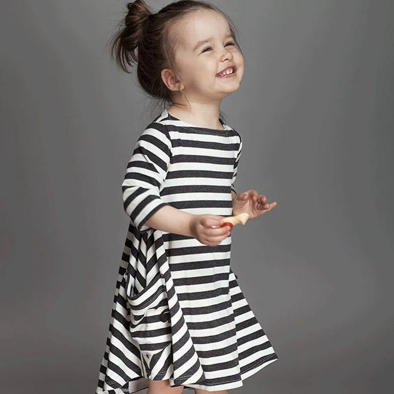 2017 Mother Daughter Dresses Casual Spring Summer Striped Family Look Matching Clothes Cotton Mom And Daughter Dress Clothing