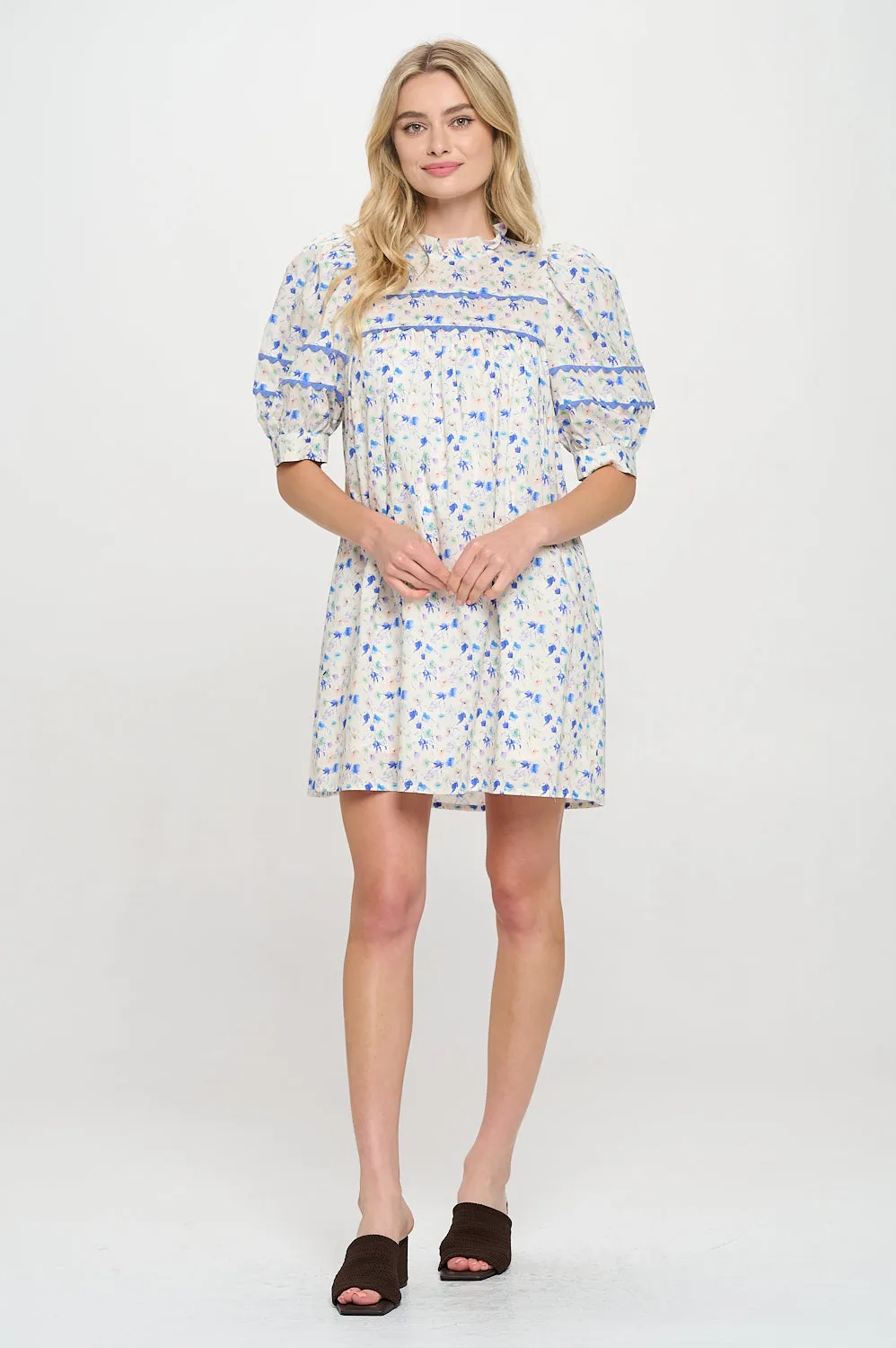 Aegean Bloom Short Sleeve Dress
