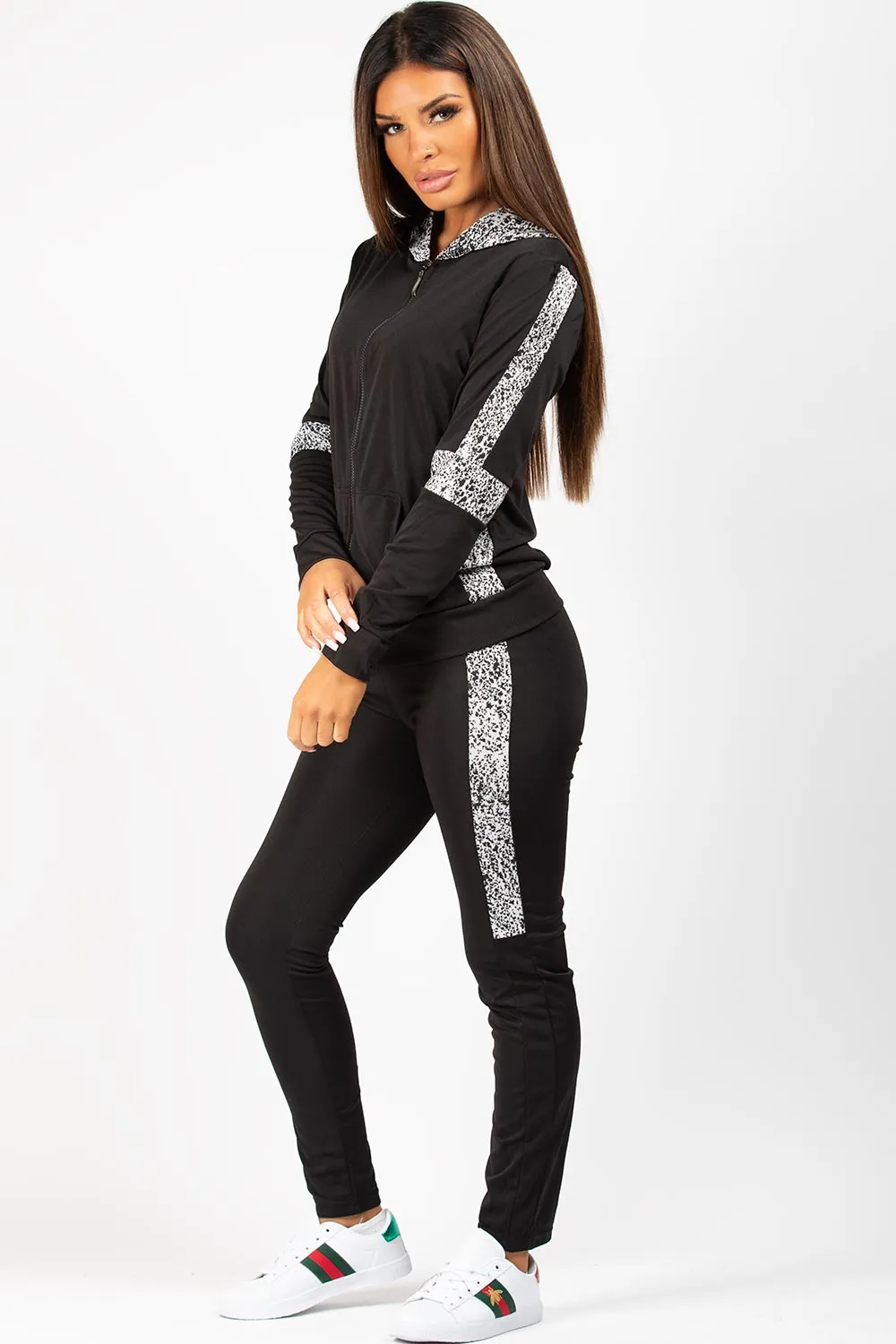 Black And White Side Panel Loungewear Set