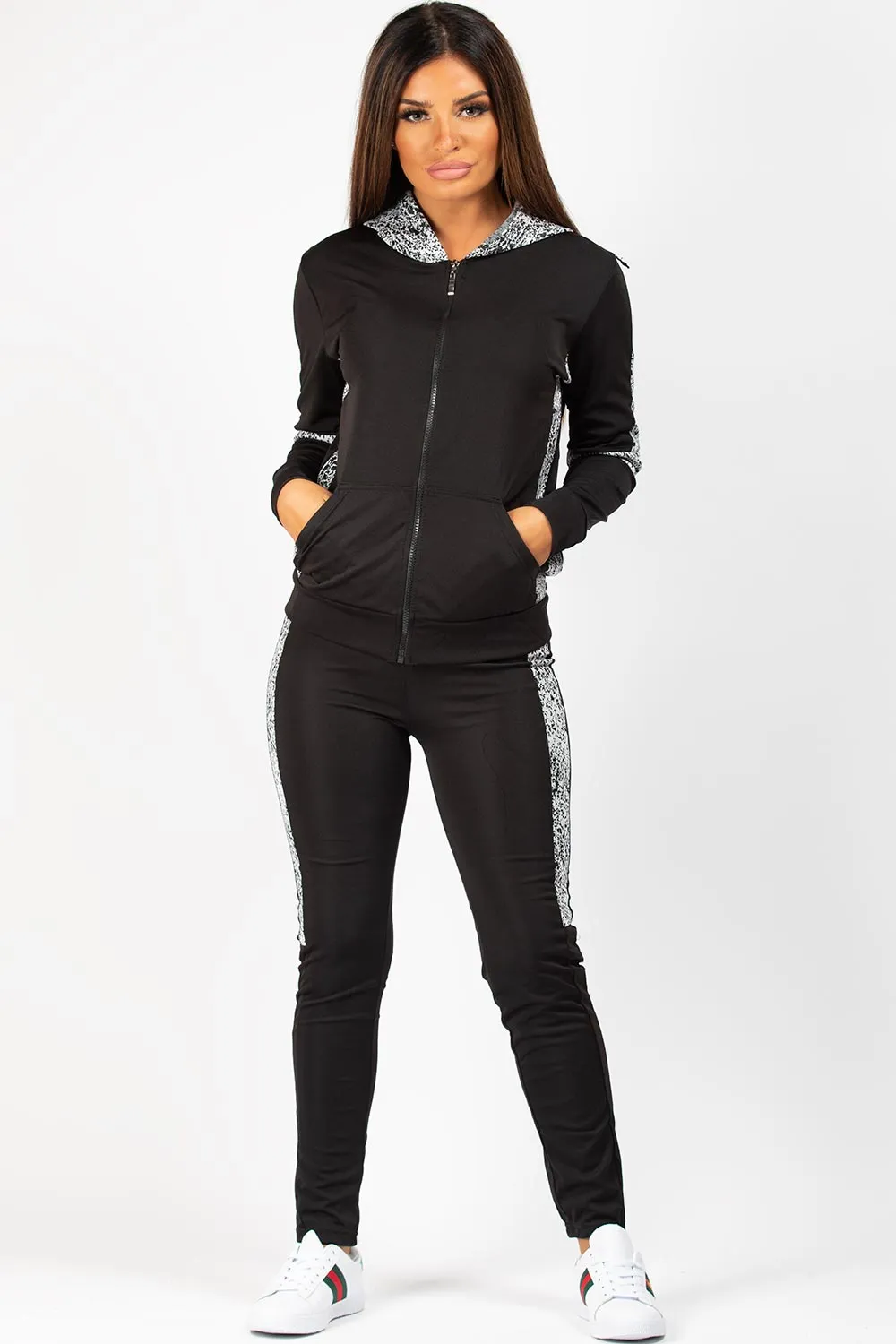 Black And White Side Panel Loungewear Set