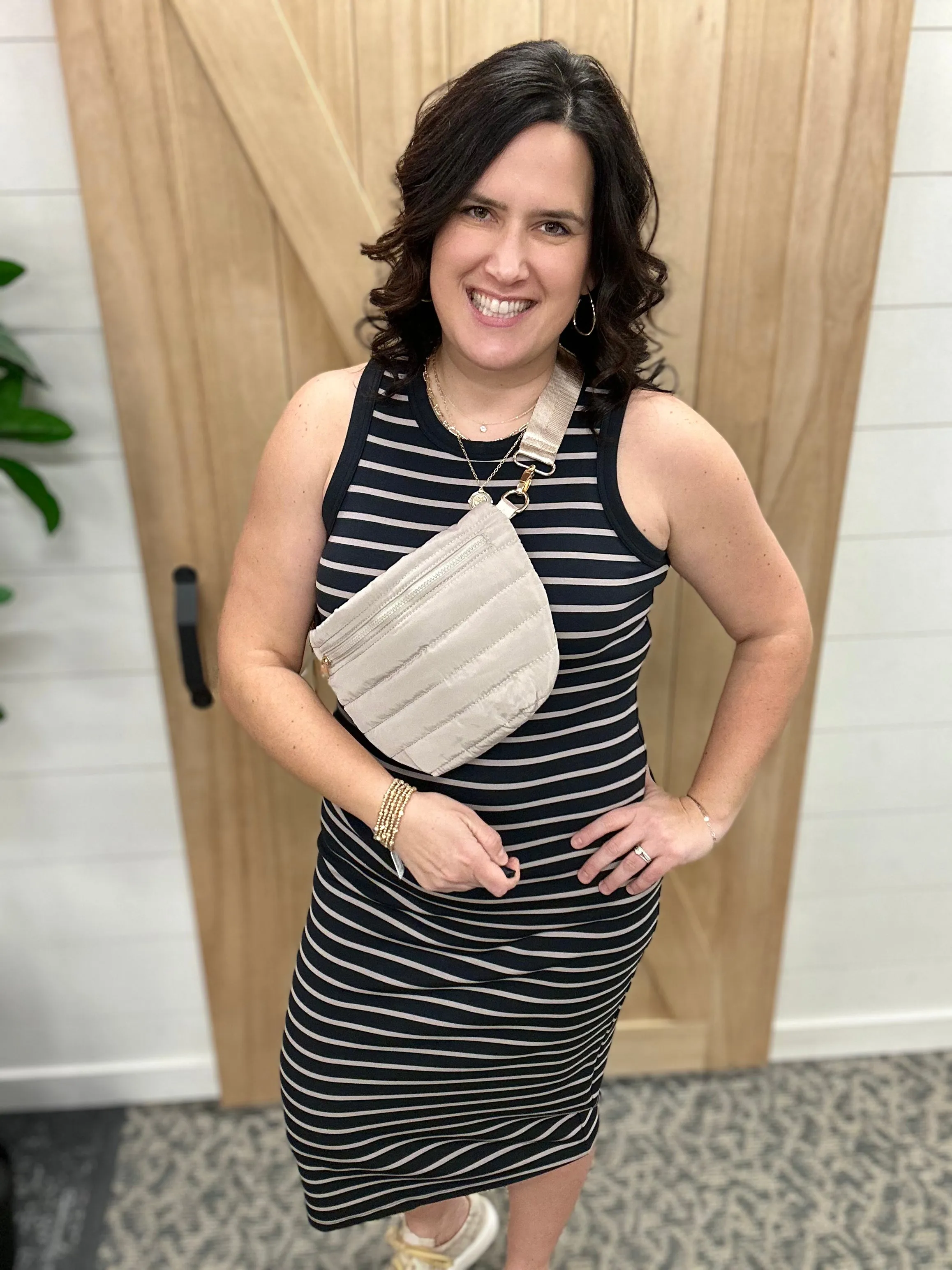 Black Taupe Stripe Walter Dress