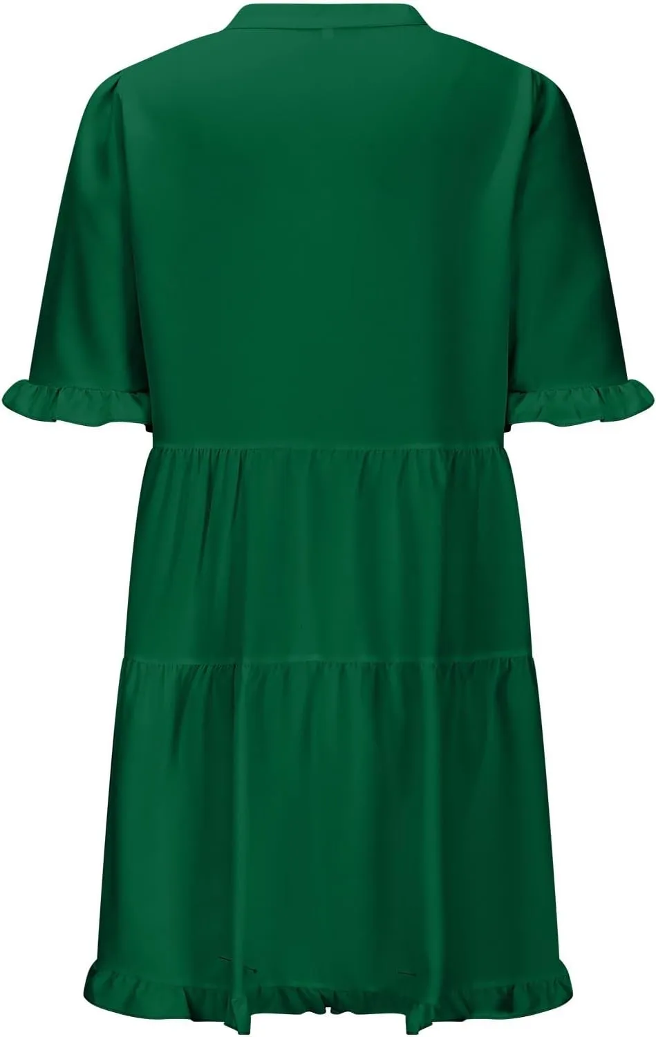 Boho Beach Dresses for Women 2025 Vacation Cute Doll Collar Pleated Flowy Ruffle Dress Summer Casual Swing Midi Dress