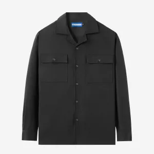 Breakfast Club Long Sleeve Camp Collar Shirt - Black Ripstop