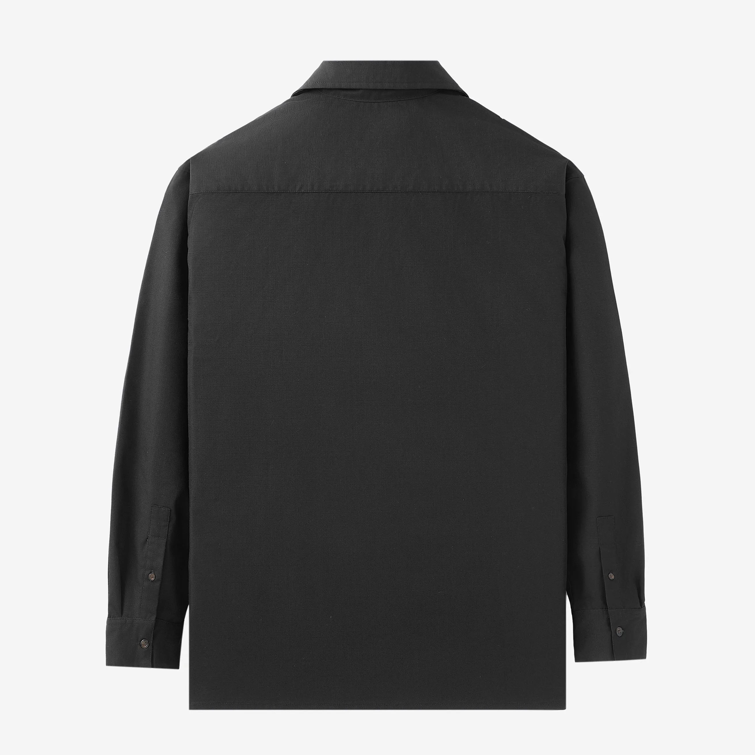 Breakfast Club Long Sleeve Camp Collar Shirt - Black Ripstop