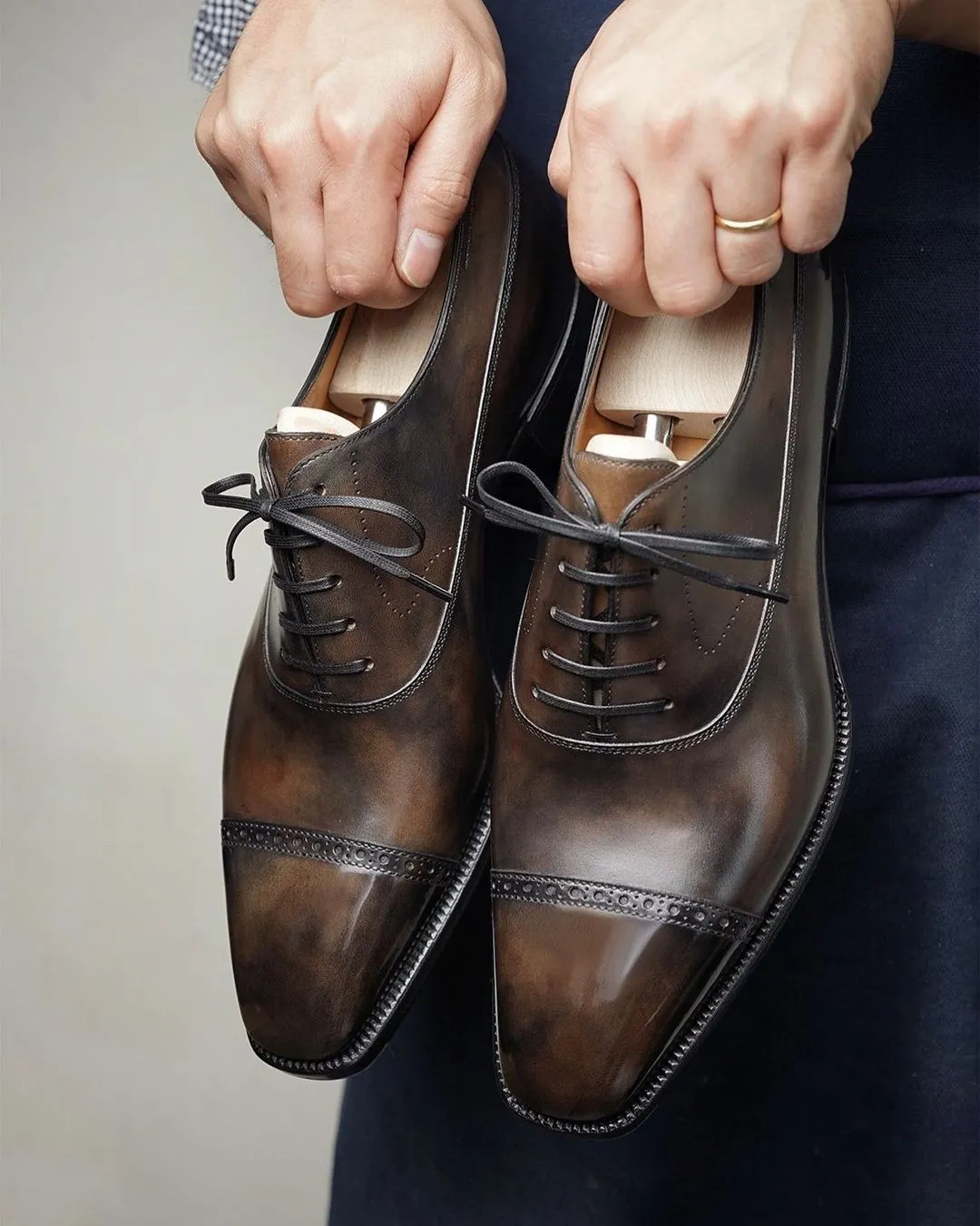 Brown Leather Celestia Brogue Toe Cap Oxfords - Formal Shoes