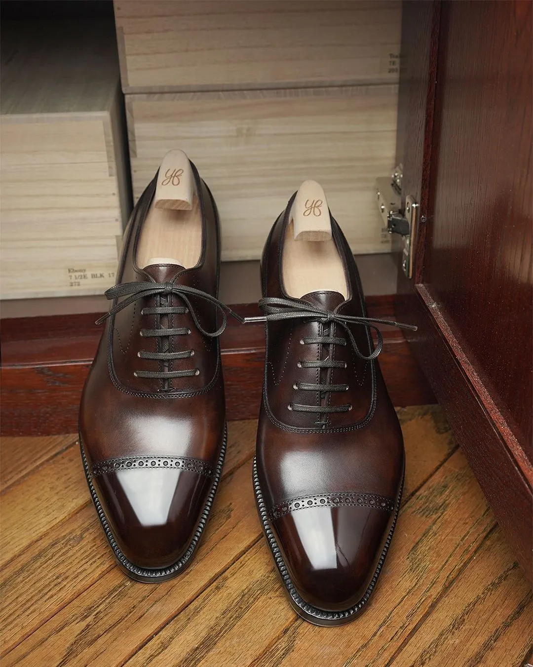 Brown Leather Emrys Toe Cap Oxfords - Formal Shoes