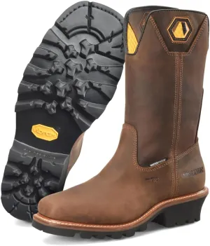 Carolina Coppice Composite Toe Wellington Logger Boots for Men - Waterproof Square Toe Leather Boots with Slip-Resistant Vibram Rubber Lug Outsoles