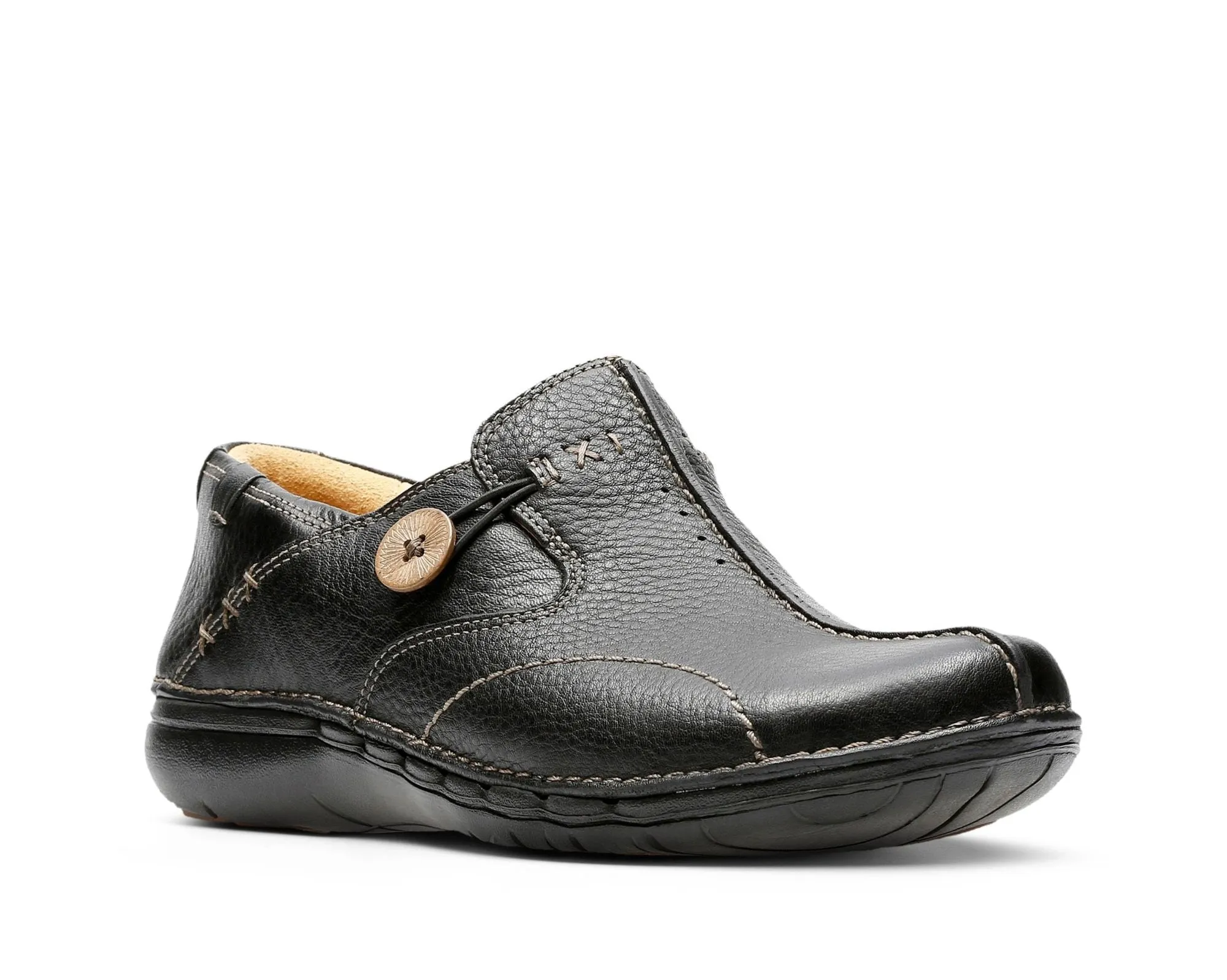Clarks Un Loop Black Leather Standard Width