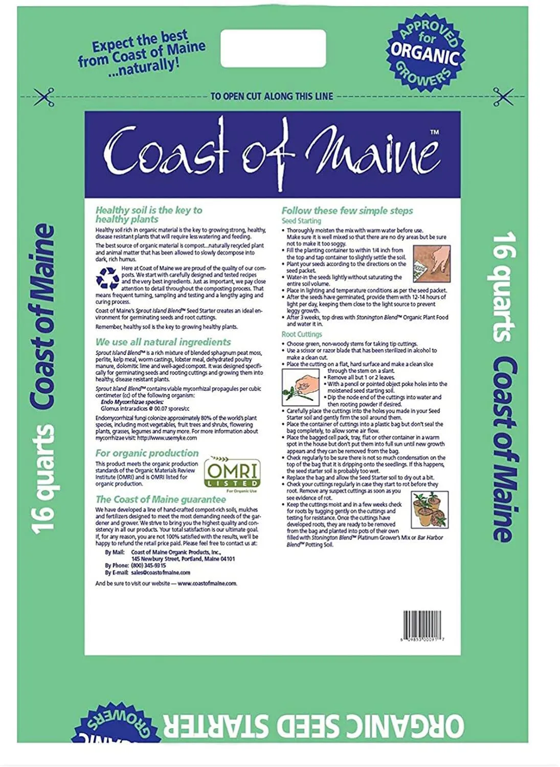 Coast of Maine Organic Seed Starter Soil 16 Quart Bag