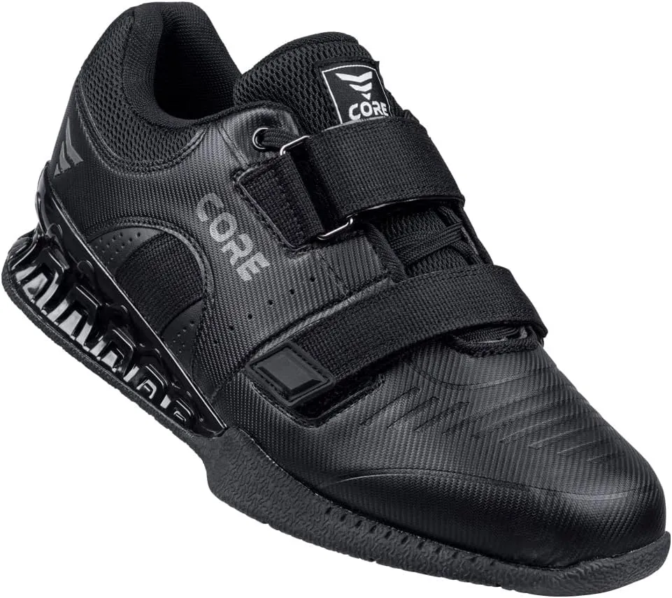 CORE Weightlifting Shoes Force Black - Squat Shoes for Men and Women  Weight Lifting Shoes for Powerlifting, Deadlifting & Crossfit  Non-Slip Olympic Lifting Shoes with Elevated 0.75 Inch Heels