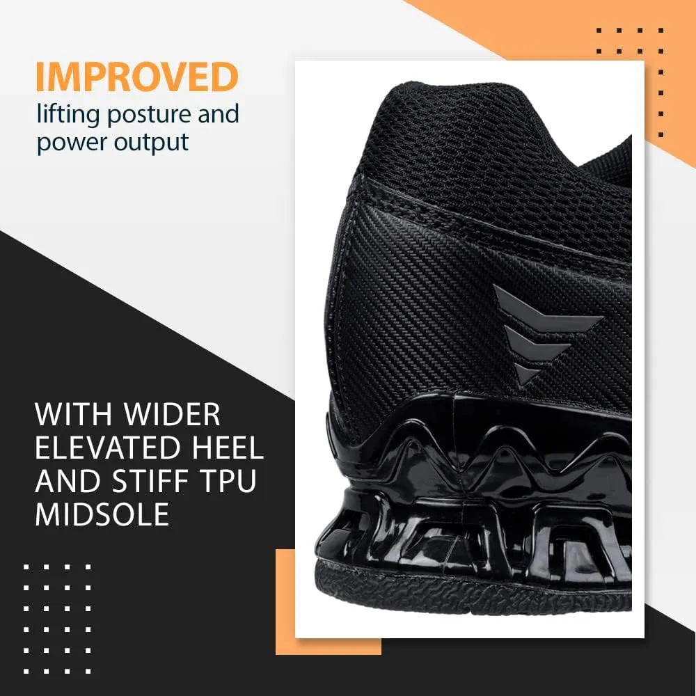 CORE Weightlifting Shoes Force Black - Squat Shoes for Men and Women  Weight Lifting Shoes for Powerlifting, Deadlifting & Crossfit  Non-Slip Olympic Lifting Shoes with Elevated 0.75 Inch Heels