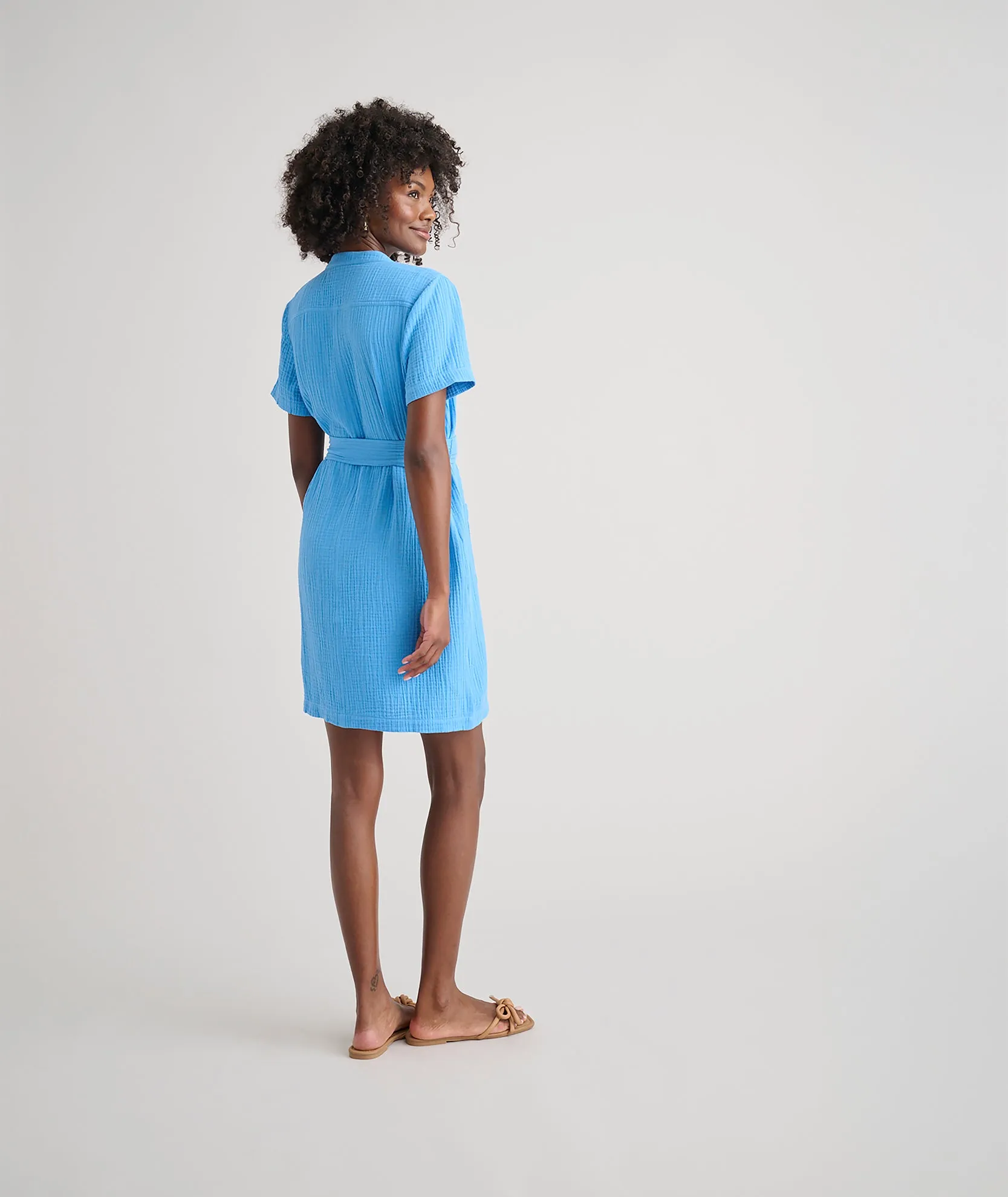 Cotton Gauze Short-Sleeve Avery Dress