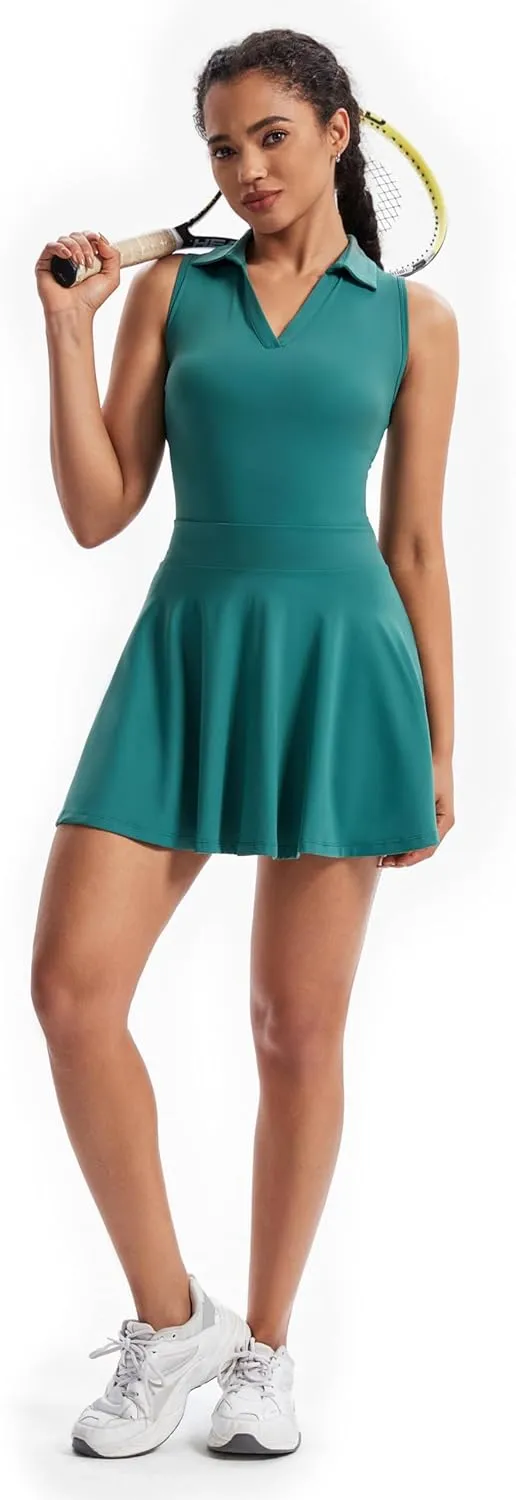 Cute Golf Tennis Dress Workout Athletic Dresses for Women with Shorts Pockets 2 Piece Sets Outfits Summer Clothes