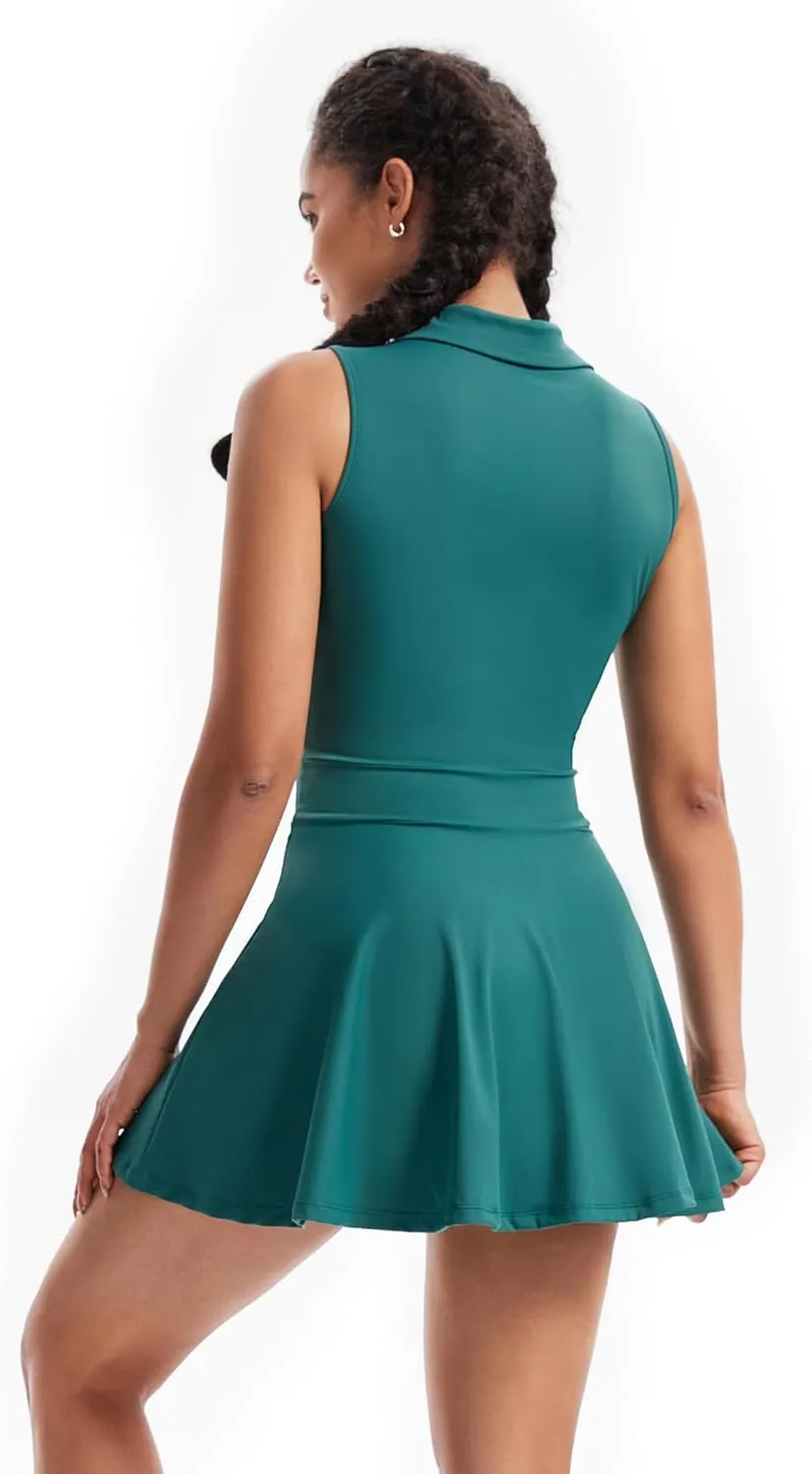 Cute Golf Tennis Dress Workout Athletic Dresses for Women with Shorts Pockets 2 Piece Sets Outfits Summer Clothes