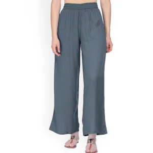Delightful Gray Colored Casual Wear Rayon Palazzo