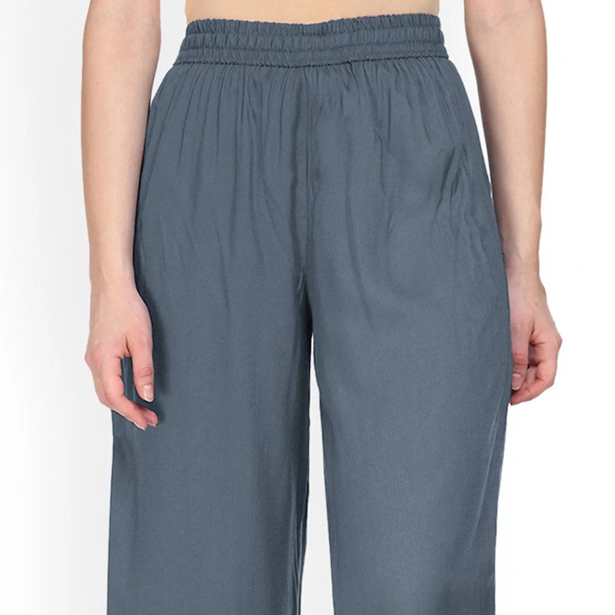 Delightful Gray Colored Casual Wear Rayon Palazzo