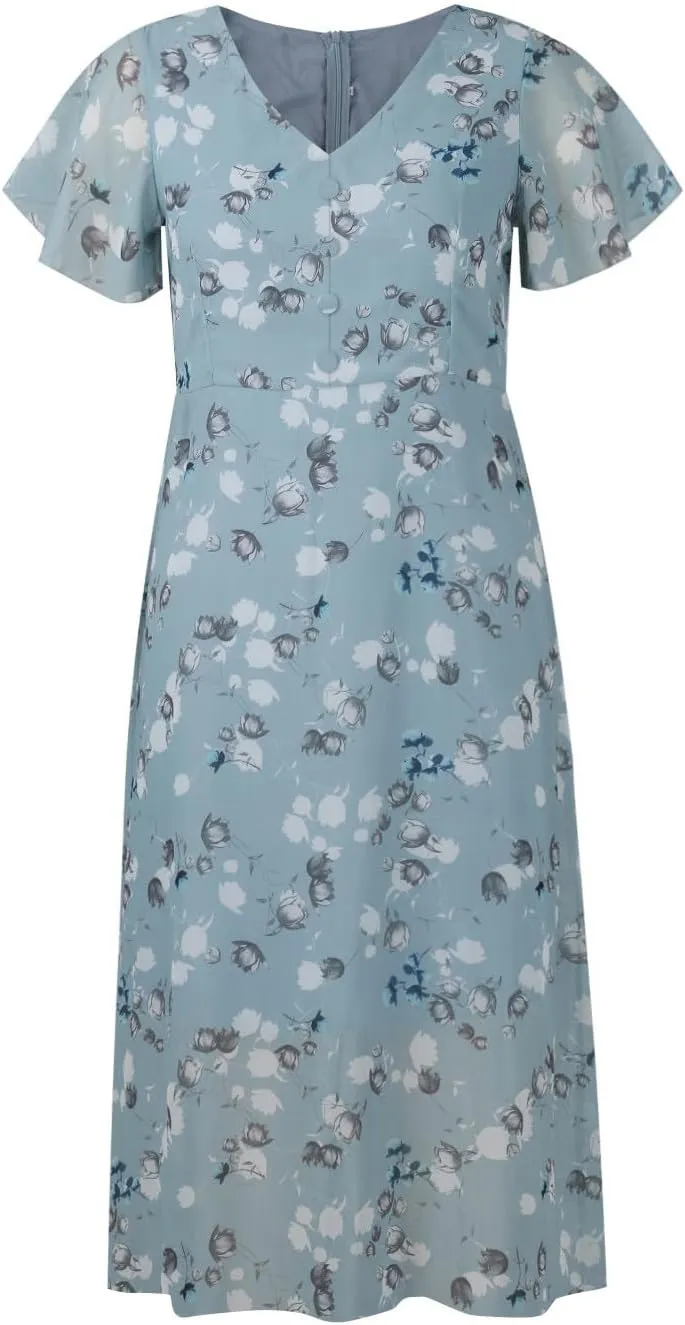 Easter Dress for Women Casual Spring Summer Swing Fitted Maxi Dress Ruffle Short Sleeve Dresses