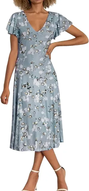 Easter Dress for Women Casual Spring Summer Swing Fitted Maxi Dress Ruffle Short Sleeve Dresses