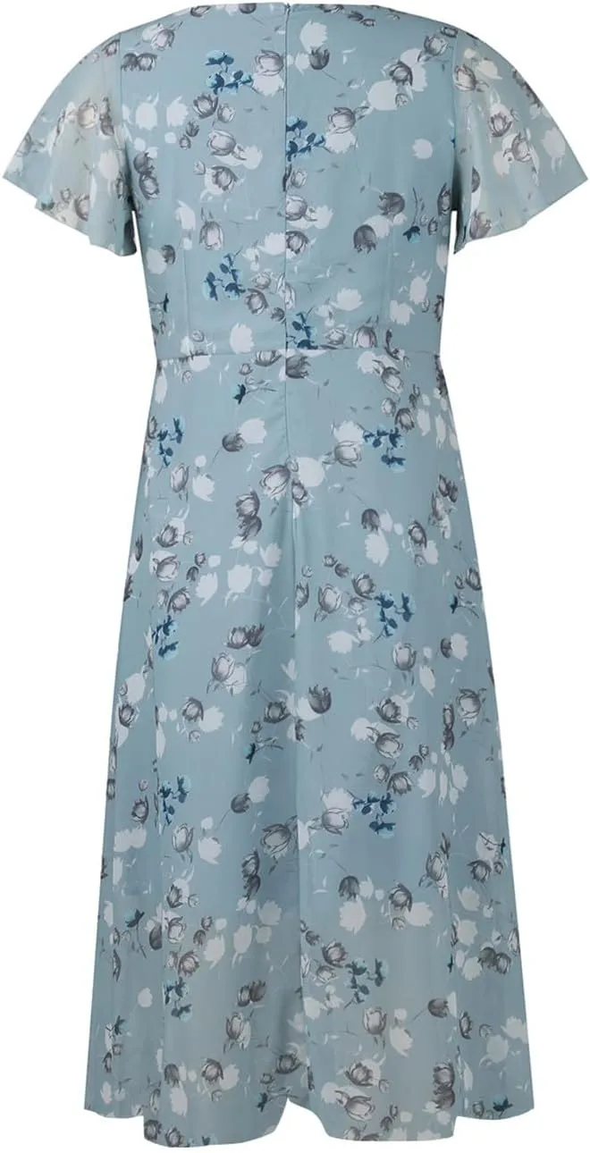 Easter Dress for Women Casual Spring Summer Swing Fitted Maxi Dress Ruffle Short Sleeve Dresses