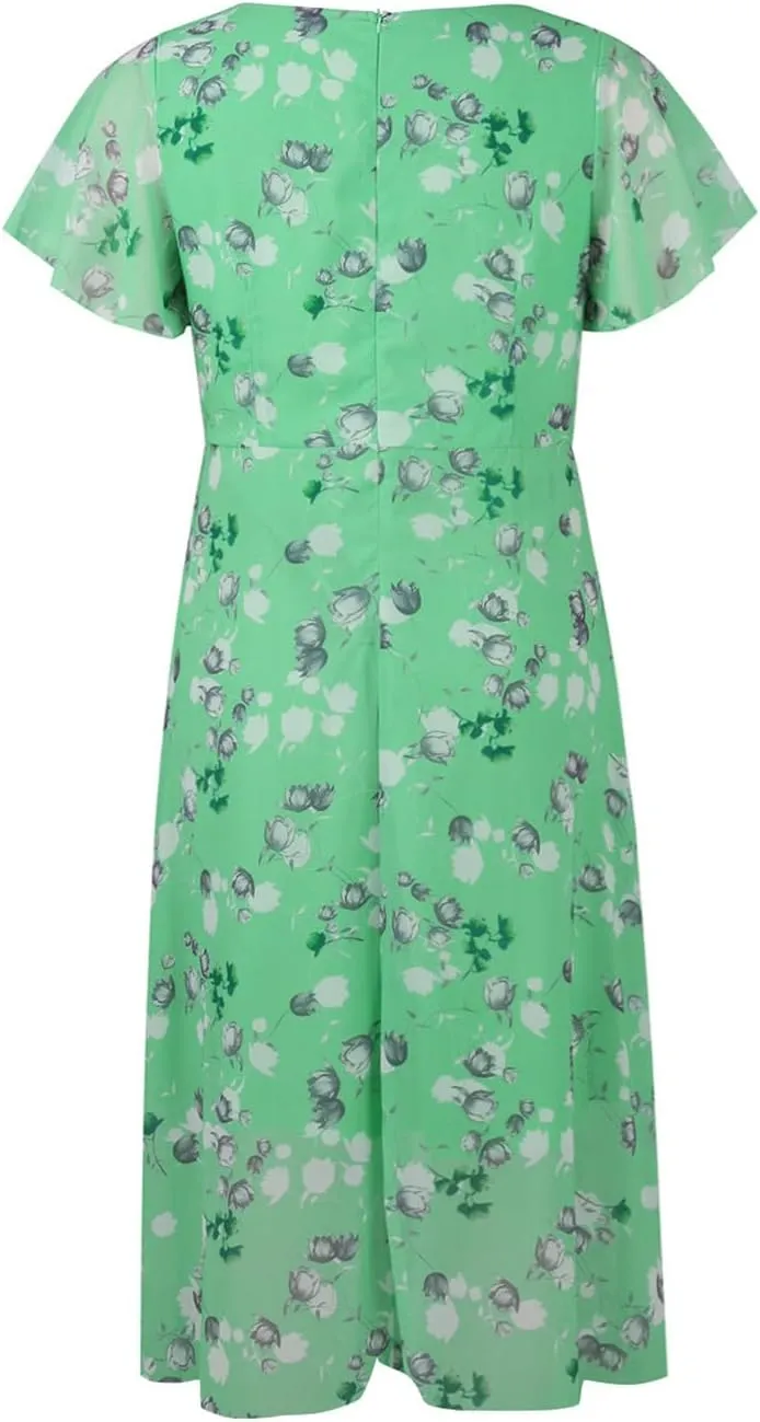 Easter Dress for Women Casual Spring Summer Swing Fitted Maxi Dress Ruffle Short Sleeve Dresses