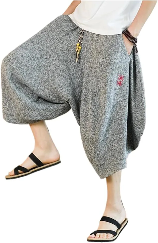 Embroidery Harem Pants Casual Spring Summer Men Baggy Trousers Streetwear Sweatpants Male Loose s11 Grey8 XS