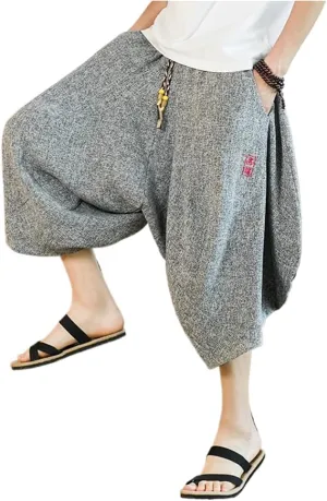 Embroidery Harem Pants Casual Spring Summer Men Baggy Trousers Streetwear Sweatpants Male Loose s11 Grey8 XS