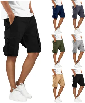 Finelylove Mens Cargo Shorts Relaxed Fit Elastic Waist Summer Casual Hiking Work Shorts Lightweight Straight Joggers Pants