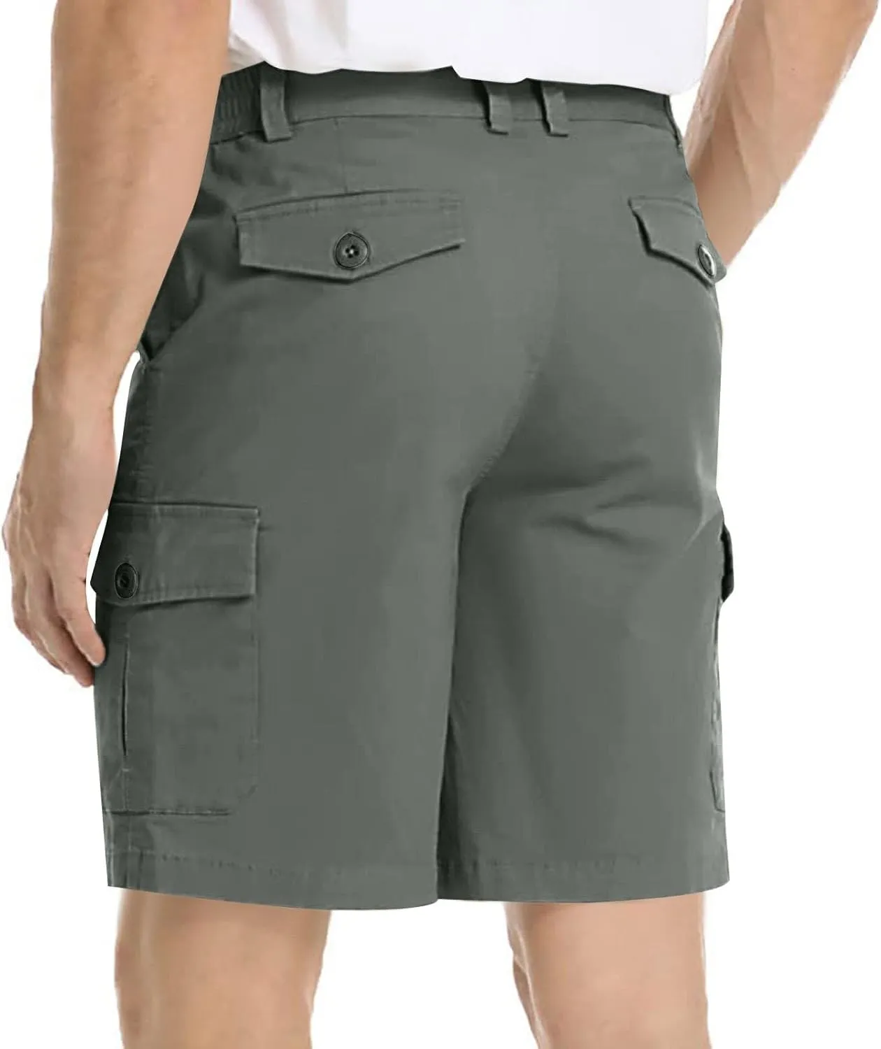 Finelylove Men's Cargo Work Shorts Summer Casual Lightweight Elastic Waist Hiking Golf Bermuda Shorts Outdoor Short Pants