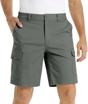 Finelylove Men's Cargo Work Shorts Summer Casual Lightweight Elastic Waist Hiking Golf Bermuda Shorts Outdoor Short Pants
