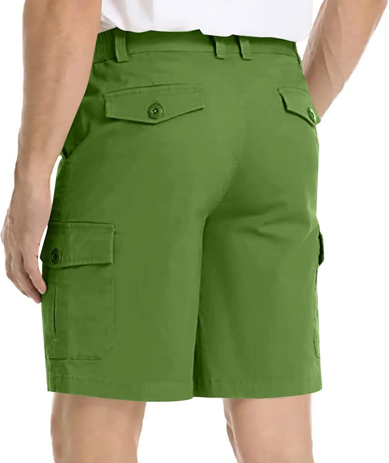 Finelylove Men's Cargo Work Shorts Summer Casual Lightweight Elastic Waist Hiking Golf Bermuda Shorts Outdoor Short Pants