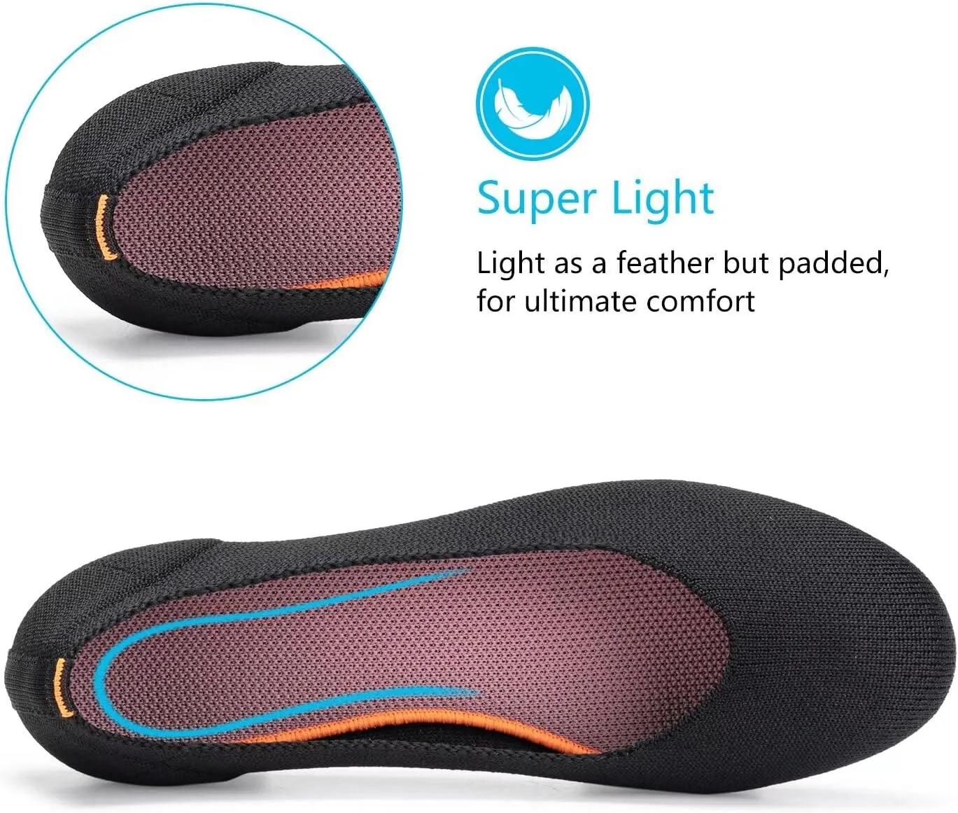 Frank Mully Womens Ballet Flat Shoes Knit Dress Shoes Round Toe Slip On Ballerina Walking Flats Shoes for Woman Low Wedge Comfort Soft