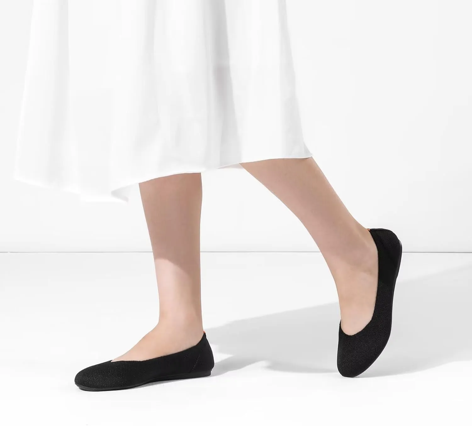 Frank Mully Womens Ballet Flat Shoes Knit Dress Shoes Round Toe Slip On Ballerina Walking Flats Shoes for Woman Low Wedge Comfort Soft