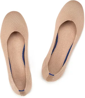 Frank Mully Womens Ballet Flat Shoes Knit Dress Shoes Round Toe Slip On Ballerina Walking Flats Shoes for Woman Low Wedge Comfort Soft