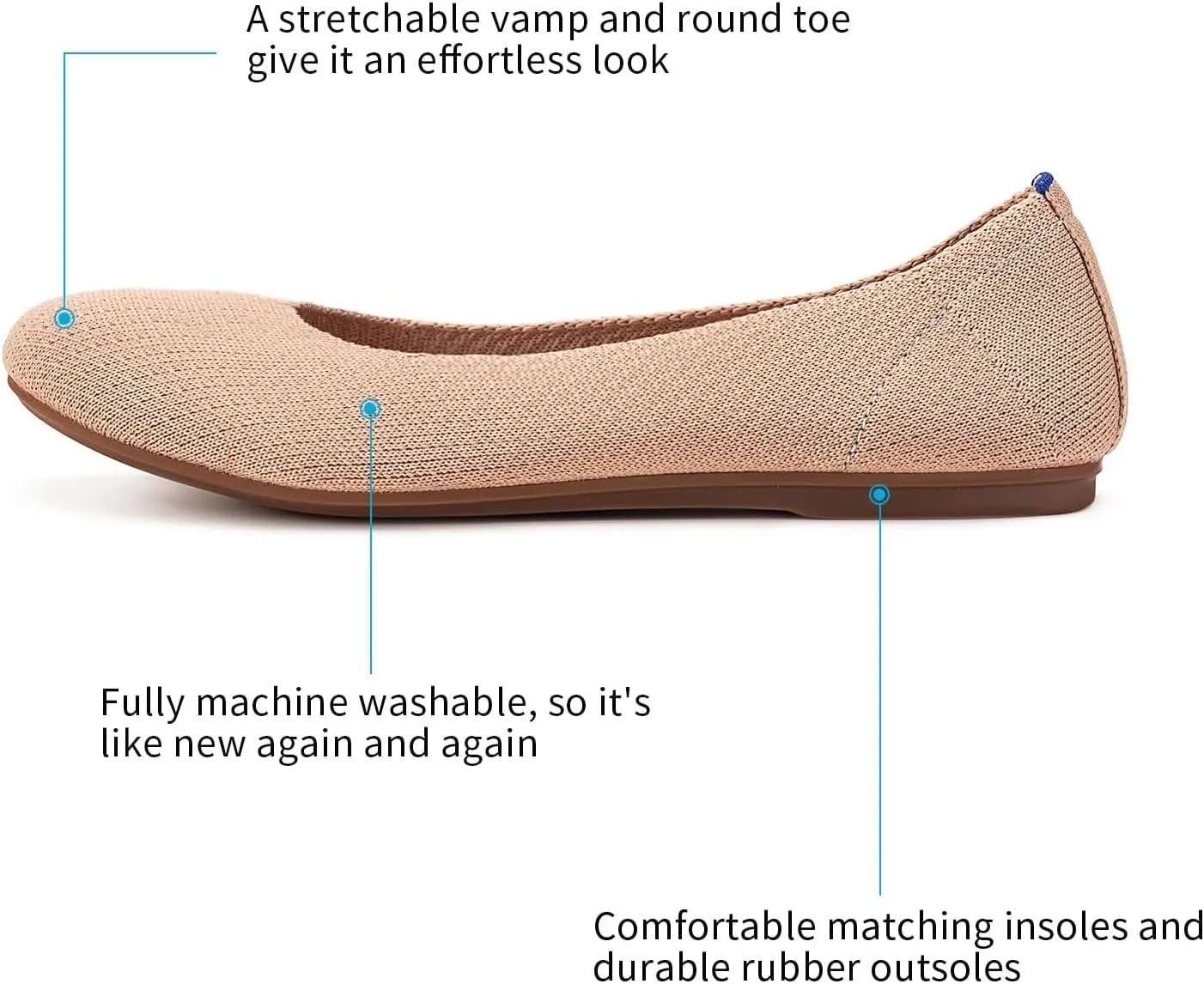 Frank Mully Womens Ballet Flat Shoes Knit Dress Shoes Round Toe Slip On Ballerina Walking Flats Shoes for Woman Low Wedge Comfort Soft