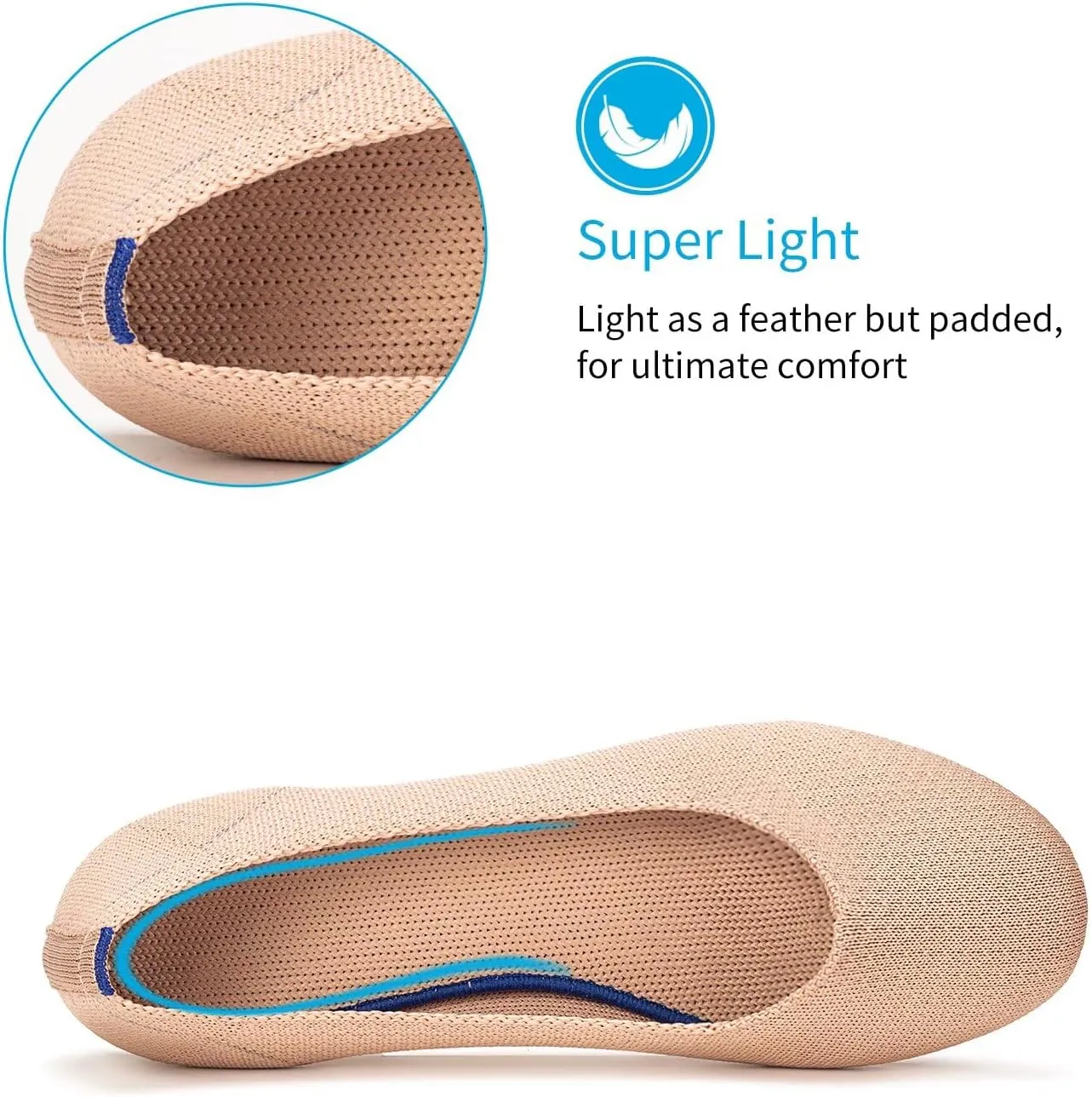 Frank Mully Womens Ballet Flat Shoes Knit Dress Shoes Round Toe Slip On Ballerina Walking Flats Shoes for Woman Low Wedge Comfort Soft