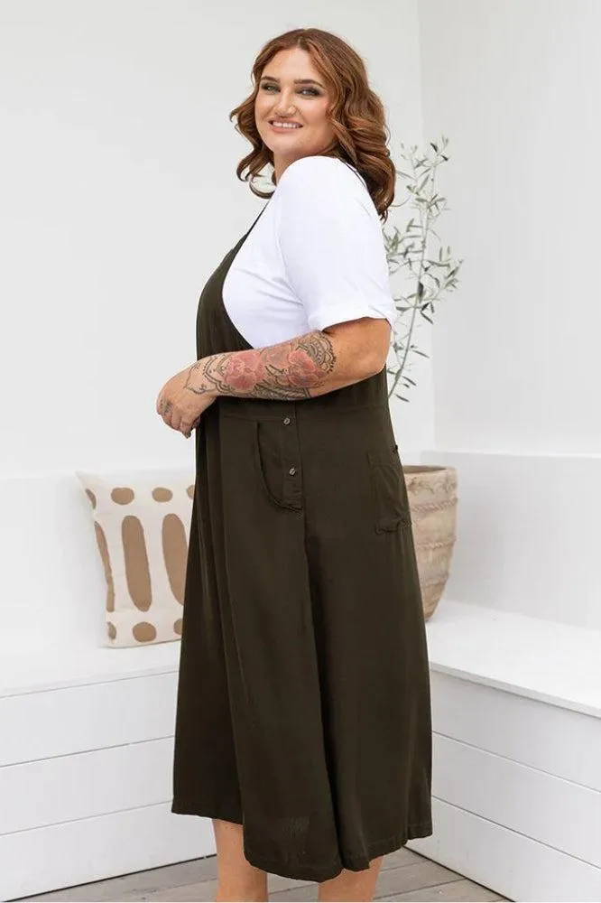 Freez Apron Dress Khaki