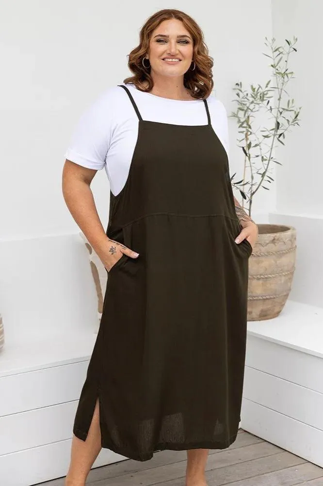 Freez Apron Dress Khaki