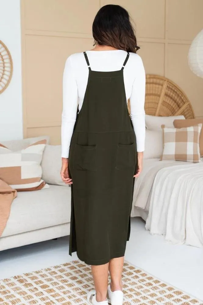 Freez Apron Dress Khaki