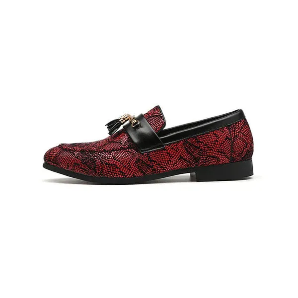 Fringed Men’s Tassel Loafers – Pointed Toe Peas Shoes with High Heel
