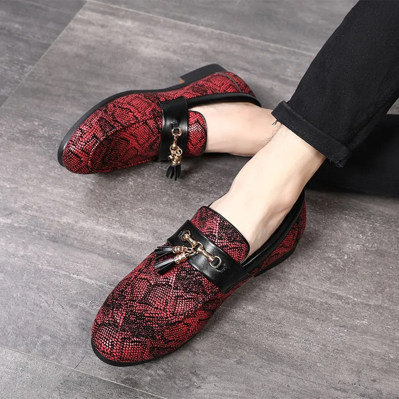 Fringed Men’s Tassel Loafers – Pointed Toe Peas Shoes with High Heel
