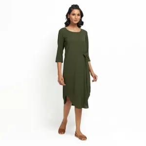 Green Crepe Tunic With Tie Knot