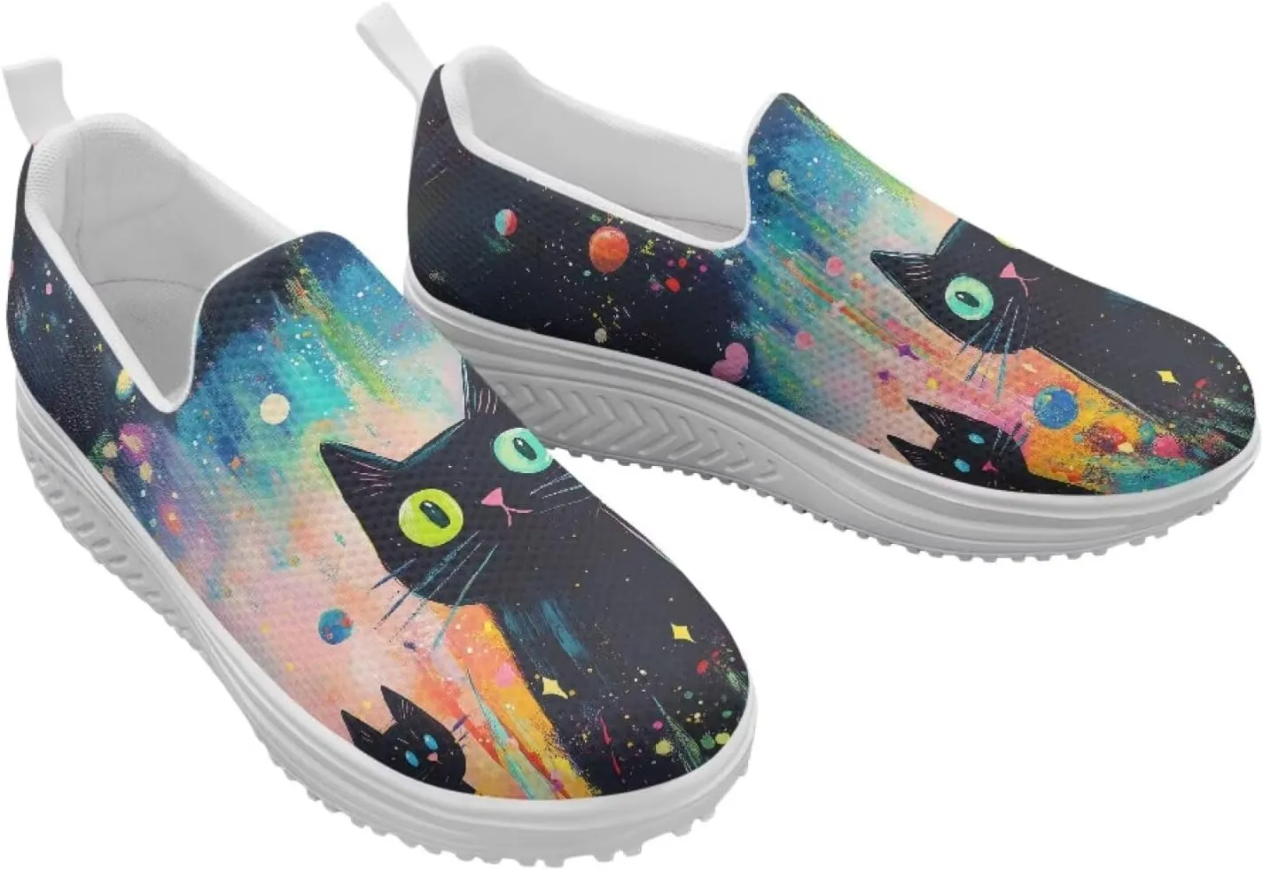 Jeiento Womens Platform Fashion Sneakers with Rocker Bottom Low Top Tennis Shoes Slip-On Walking Sneaker Work,Athletic,Casual Footwear
