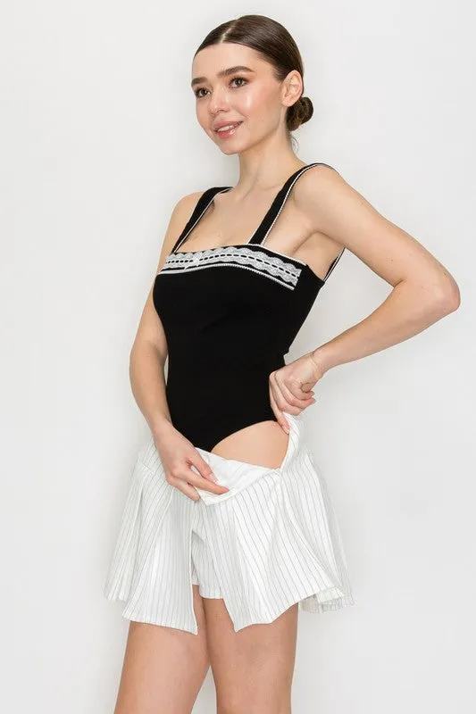 Lace Contrast Bodysuit