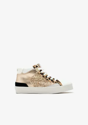 Leopard Glitter High-Top Sneakers B&W