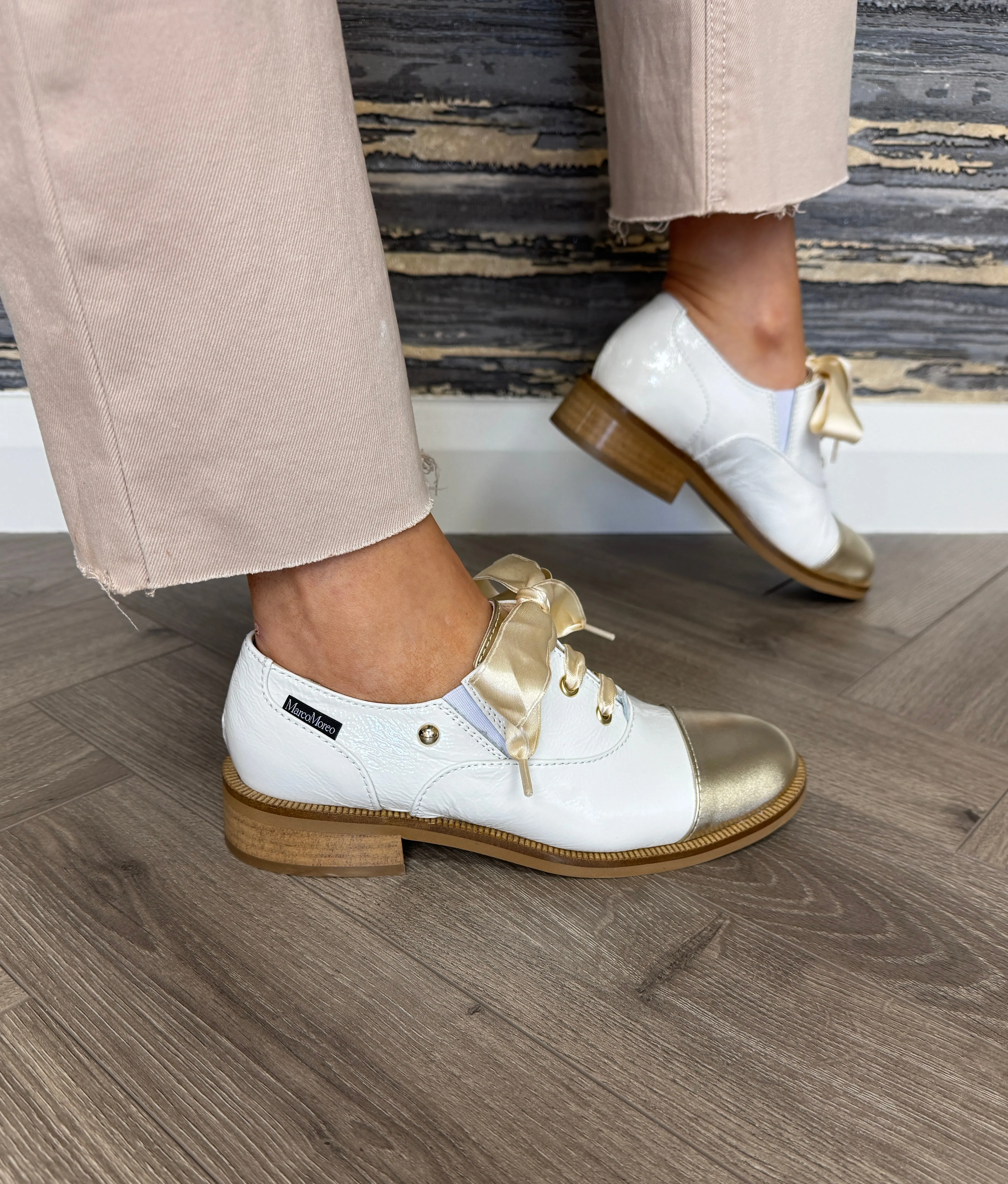 Marco Moreo M682JPLM Patented Brogue With Ribbon Laces - Platin/Milk (MM9)