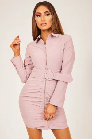 Mauve Pink Ruched Front Dress