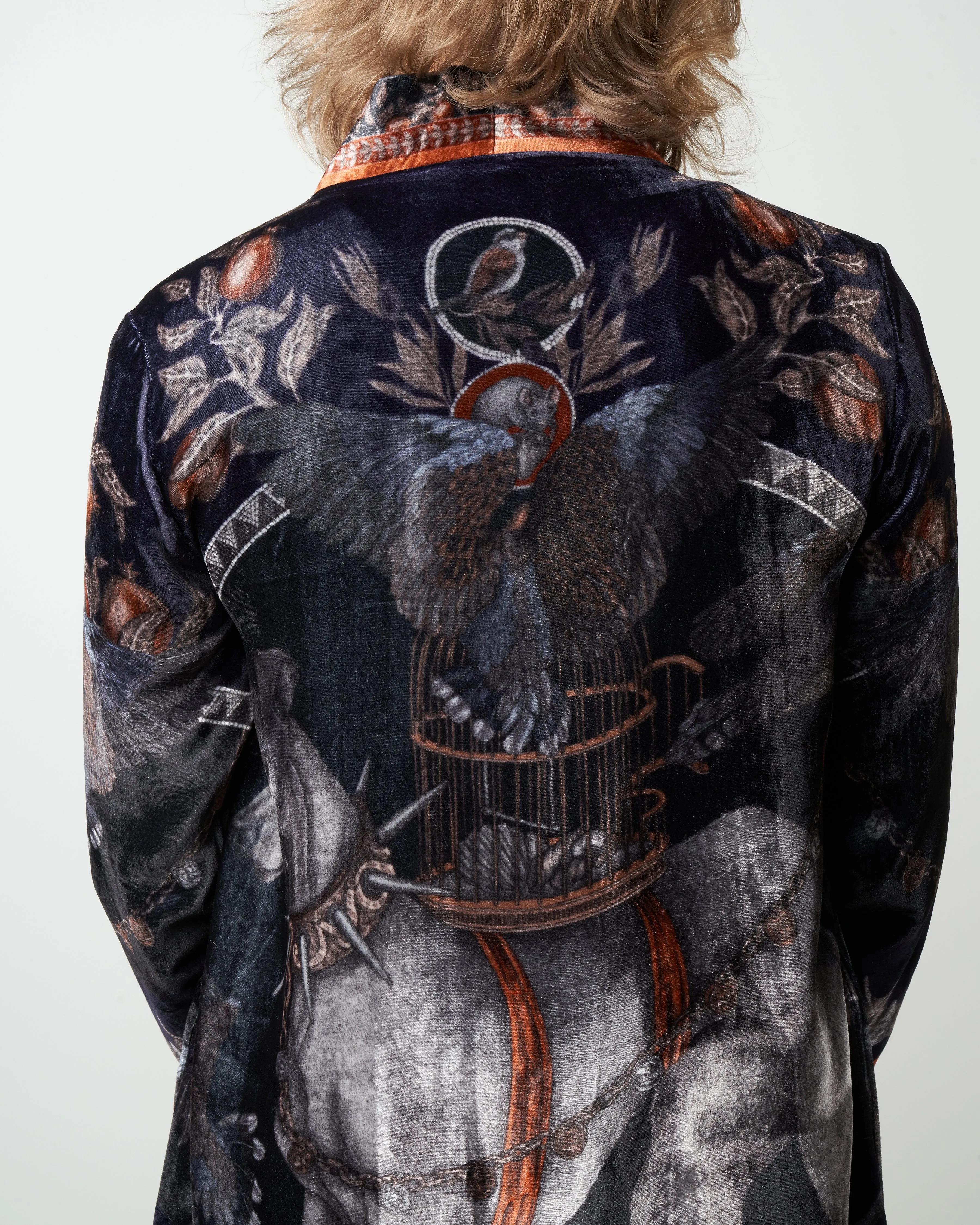 medium cave canem silk velvet midi jacket - water