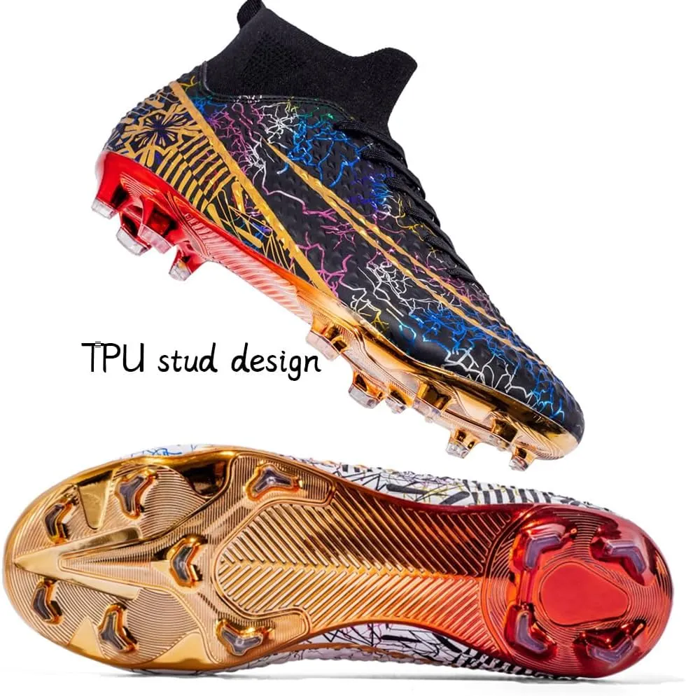 Men's Cleats Firm Ground Soccer Shoes Athletic Lightweight Running Outdoor Turf Comfortable Training Football Shoes