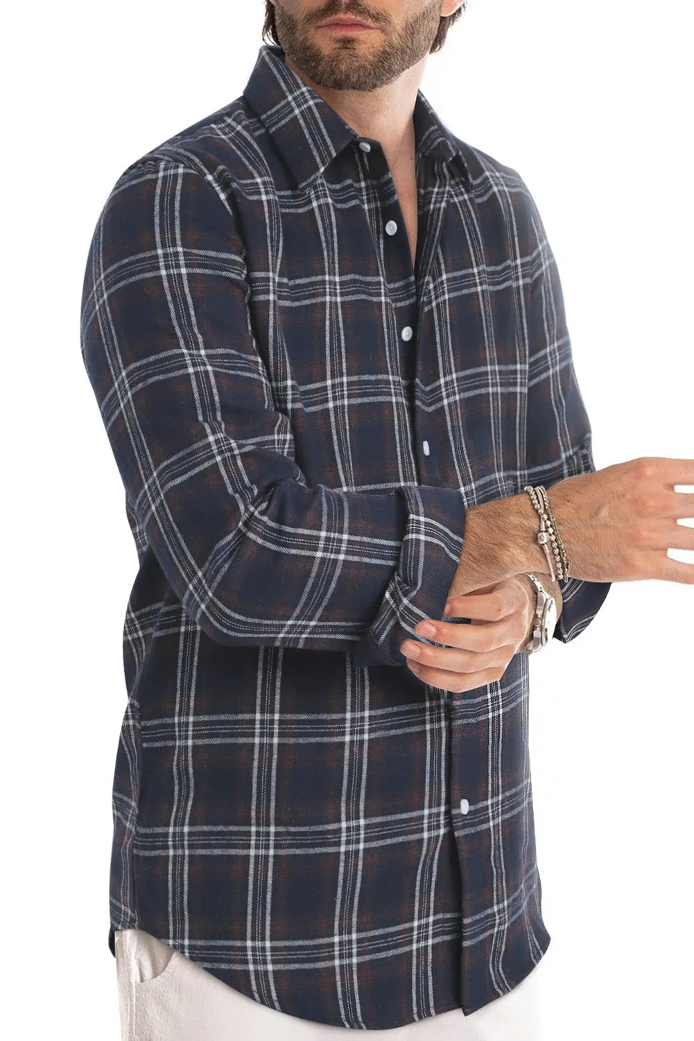 Men's Plaid Print Button Up Long Sleeve Shirt